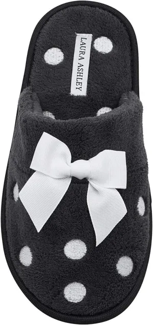 Laura Ashley Ladies Embroidered Soft Terry Scuff Slipper