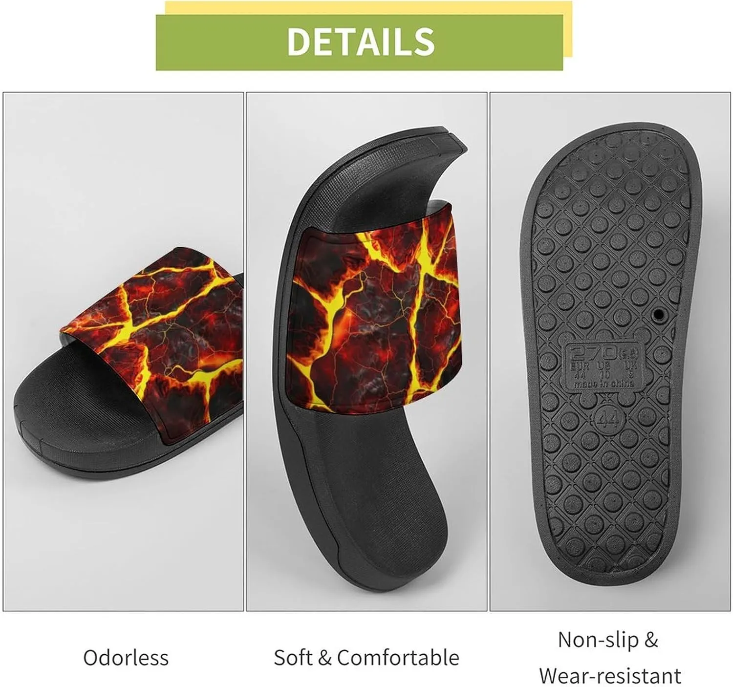 Lava Crack Rock Slippers Shower Slipper In-Door Slipper Quick Drying Non-Slip Bathroom Pool Woman Man PVC
