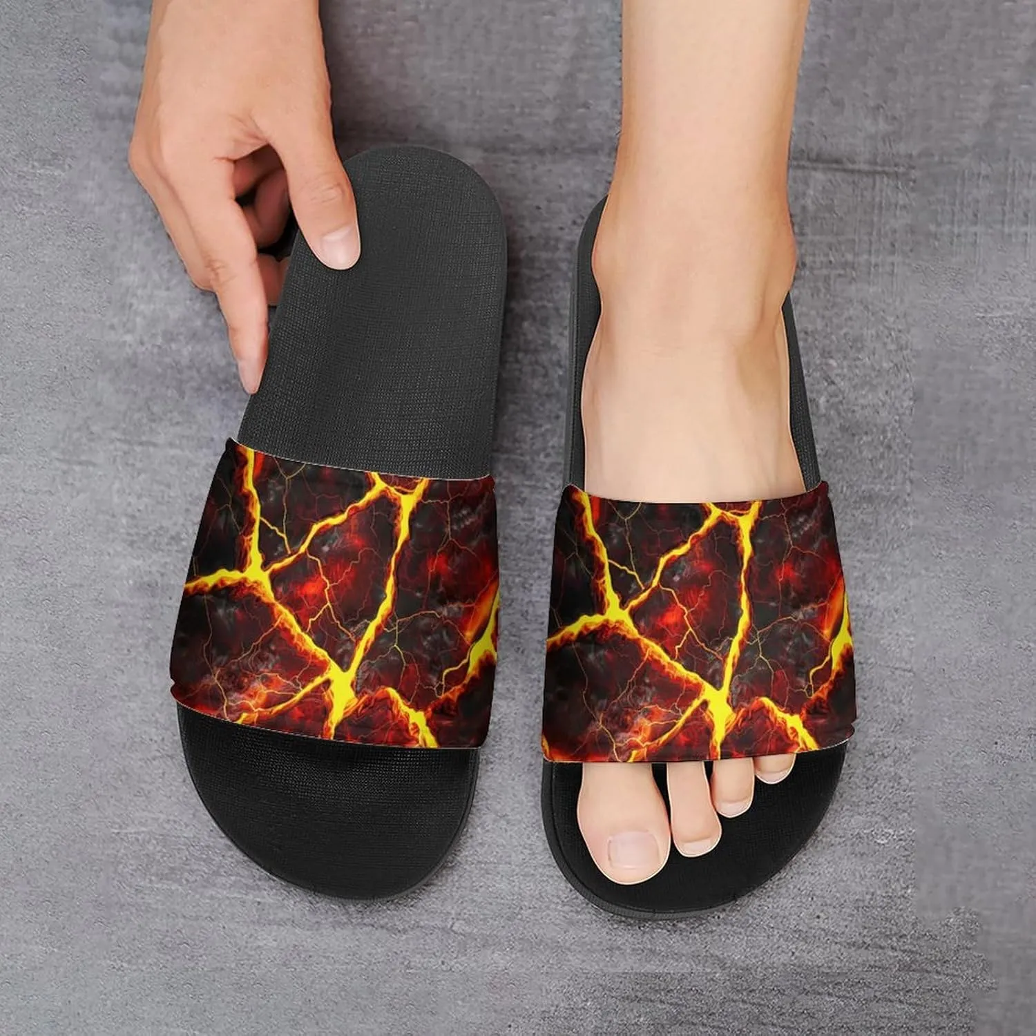 Lava Crack Rock Slippers Shower Slipper In-Door Slipper Quick Drying Non-Slip Bathroom Pool Woman Man PVC