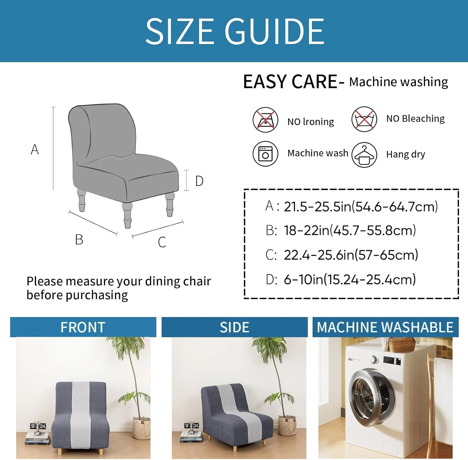 Lavish Cover Stretchy Jacquard Armless Chair Slipcover Accent Chair Cover for Living Room Chairs and Slipper Chairs(BlueGray LightGrey, Jacquard)