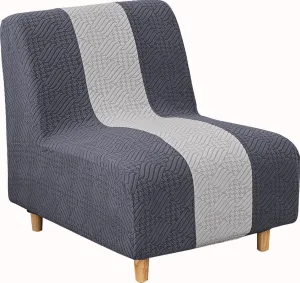 Lavish Cover Stretchy Jacquard Armless Chair Slipcover Accent Chair Cover for Living Room Chairs and Slipper Chairs(BlueGray LightGrey, Jacquard)
