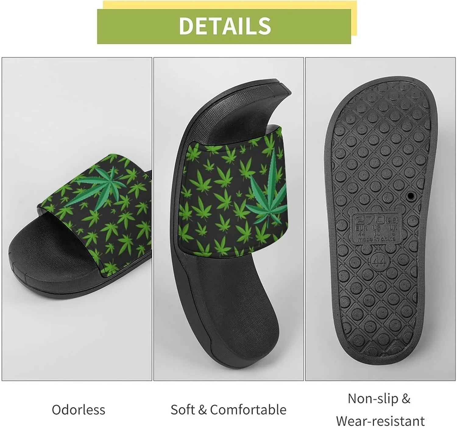 Leaf Weed Cannabis Slipper Man Women Slide Soft Sole Pool Slides Shower Slippers PVC Open Toe Sandals