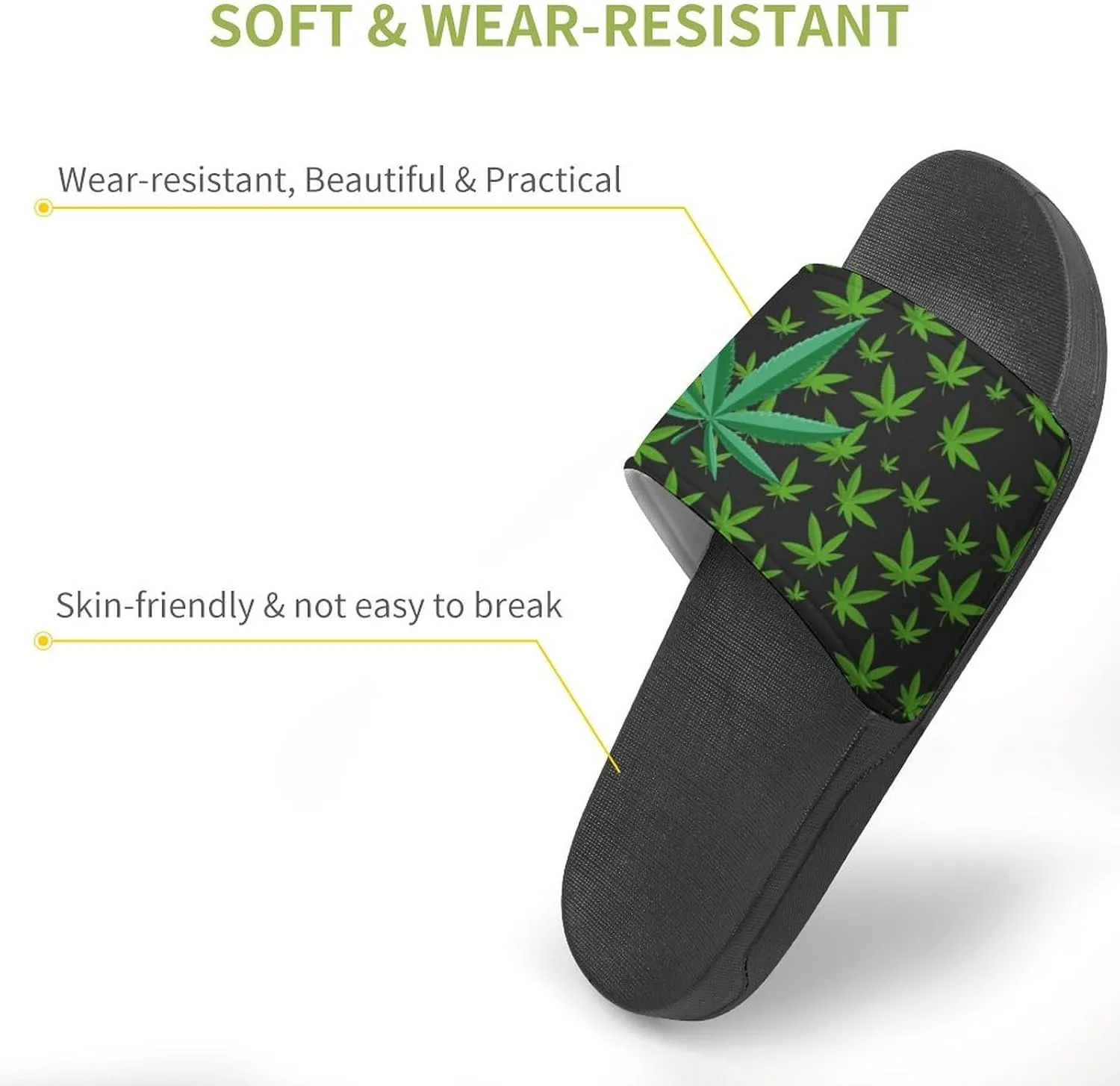 Leaf Weed Cannabis Slipper Man Women Slide Soft Sole Pool Slides Shower Slippers PVC Open Toe Sandals