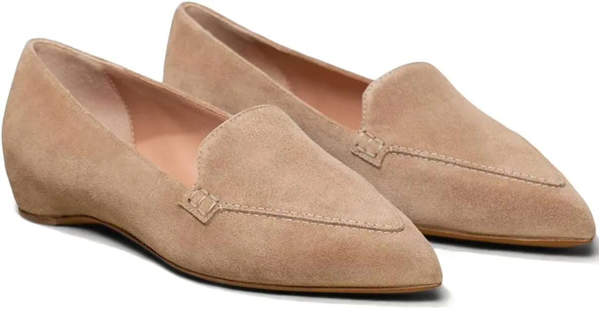 LEHOOR Women Casual Pointed Toe Loafer Flats Shoes Slip On Suede Penny Loafers Flat Heel Closed Pointy Toe Driver Coach Office Loafers Crocodile Snakeskin Flats Dressy Comfort Fall Retro 4-11 M US