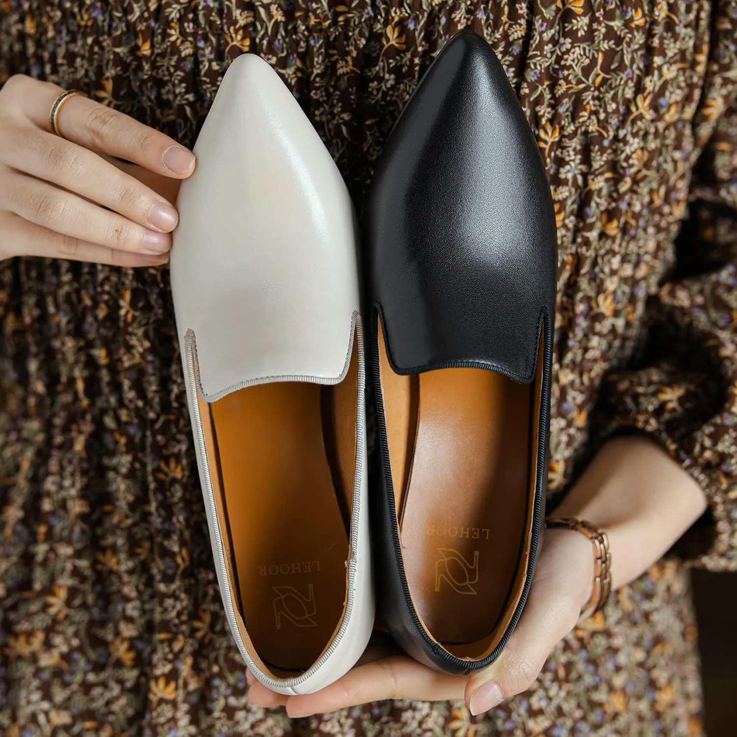 LEHOOR Women Chunky Block High Heel Loafers Pointed Closed Toe Slip On Loafer Pumps 3 Inch Thick Mid Heels Oxford Dress Shoes Matte Leather Office Ladies Wedding Work Basic Shoes Comfy 4-11 M US
