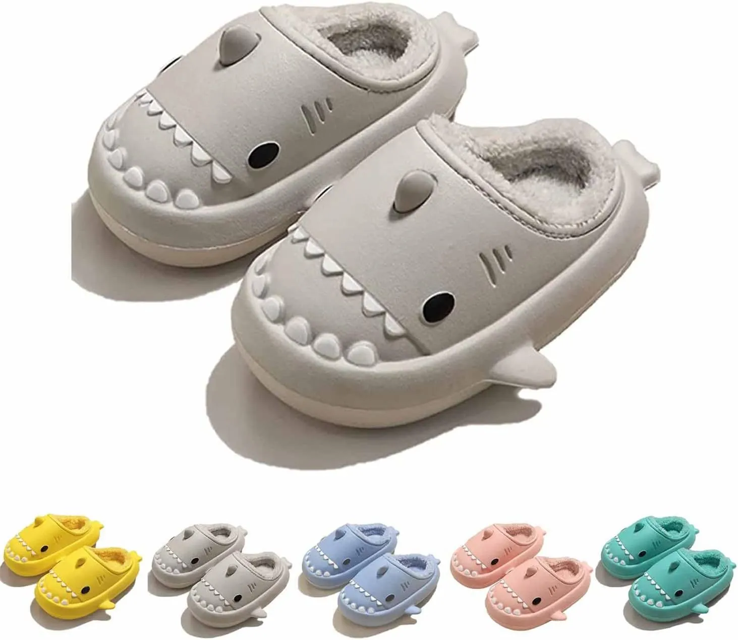 LELEBEAR Shark Slides Winter Warm Slippers, Adult Waterproof Unisex Winter Warm Plush Comfy Non-Slip Shark Slippers