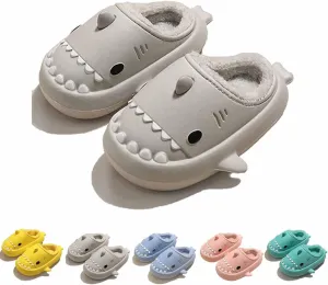 LELEBEAR Shark Slides Winter Warm Slippers, Adult Waterproof Unisex Winter Warm Plush Comfy Non-Slip Shark Slippers