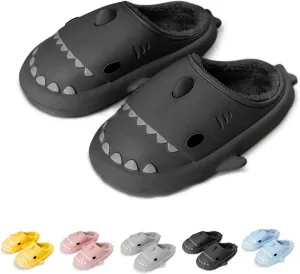 LELEBEAR Shark Slides Winter Warm Slippers, Adult Waterproof Unisex Winter Warm Plush Comfy Non-Slip Shark Slippers