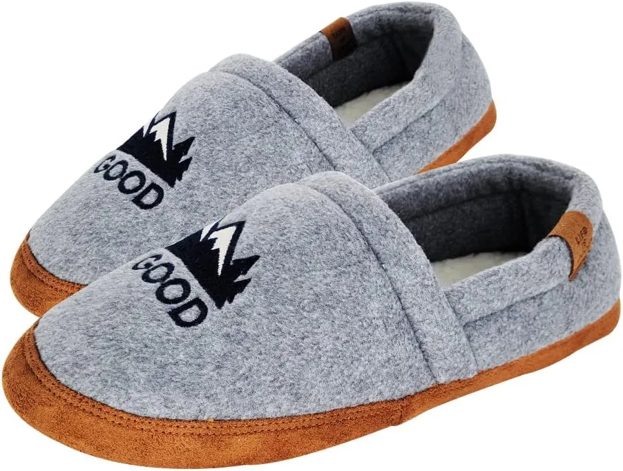 LIFE IS GOOD Men's Closed Back Moccasin Slippers, 303592M - Suede & Fleece Indoor/Outdoor Slip-Ons - Comfortable Lightweight Cozy Mocs with Rubber Soles & Cushioned Foam Available in Different Designs