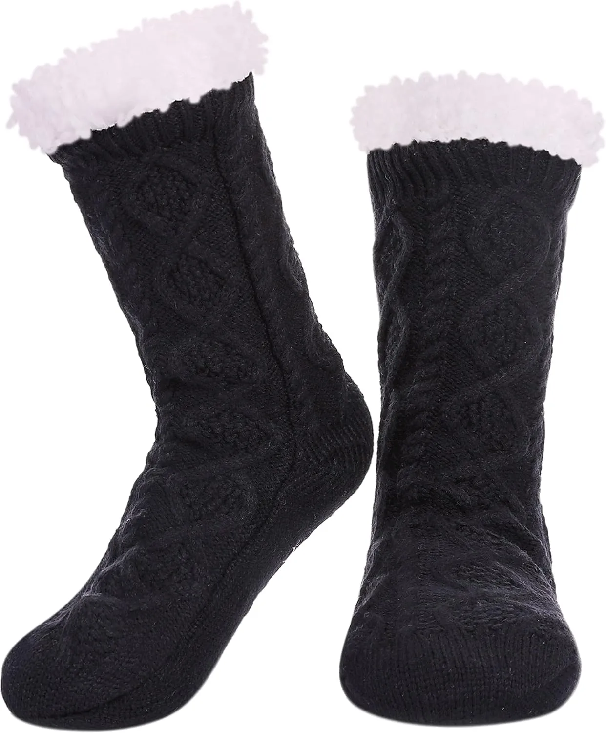 LINEMIN Womens Slipper Socks Winter Warm Fleece Lined Socks Cozy Soft Thick Fuzzy Non Slip Indoor Christmas Socks