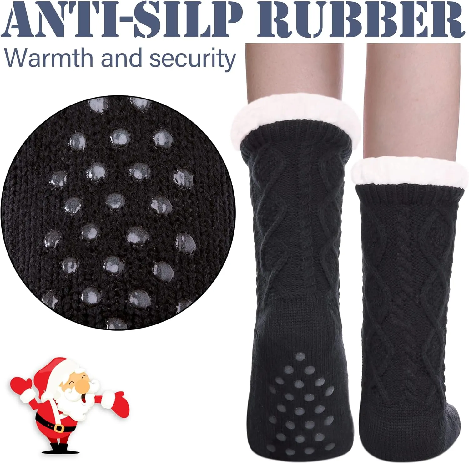 LINEMIN Womens Slipper Socks Winter Warm Fleece Lined Socks Cozy Soft Thick Fuzzy Non Slip Indoor Christmas Socks