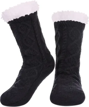 LINEMIN Womens Slipper Socks Winter Warm Fleece Lined Socks Cozy Soft Thick Fuzzy Non Slip Indoor Christmas Socks
