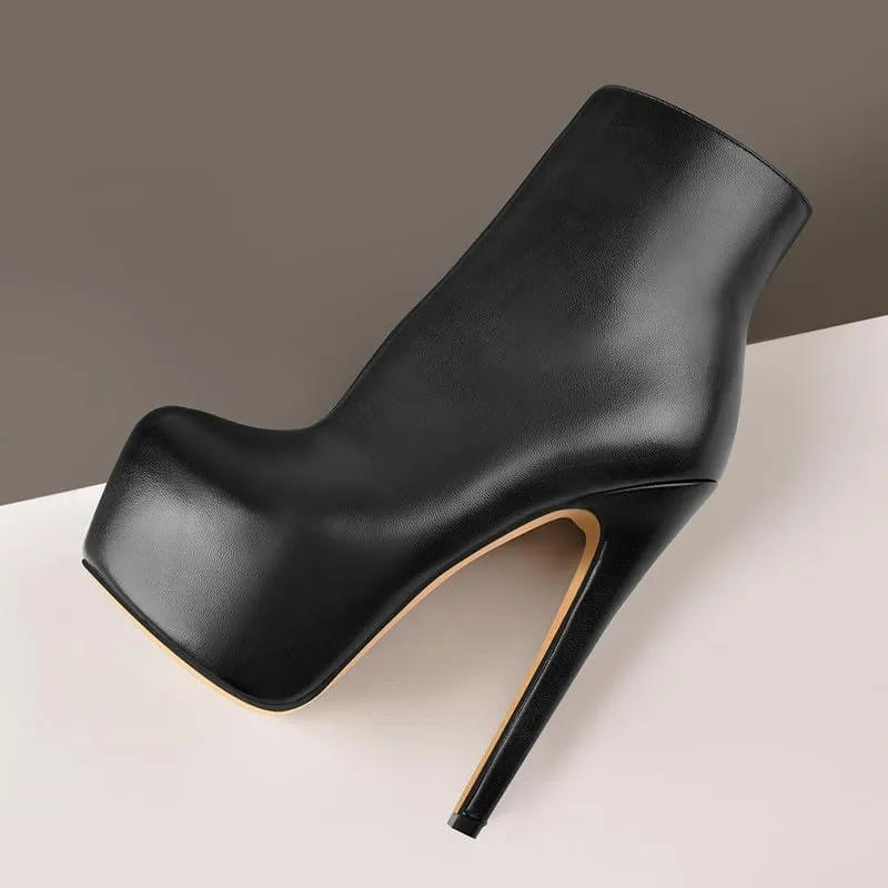 LISHAN Women's Platform 6in Stiletto Heel Black Ankle High Boots