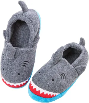 Little Kids Big Boys House Slippers, Kids Warm Slip On Home Slippers with Soft Memory Foam Cute Winter Nonslip Indoor Shark Dinosaur Soccer Dog Slippers