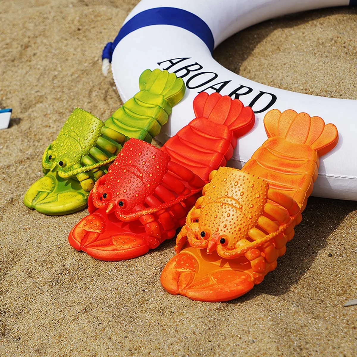 Lobster Flip Flops Unisex Lobster slides Fish Sandals Funny Slipper For Pool Beach Outdoor