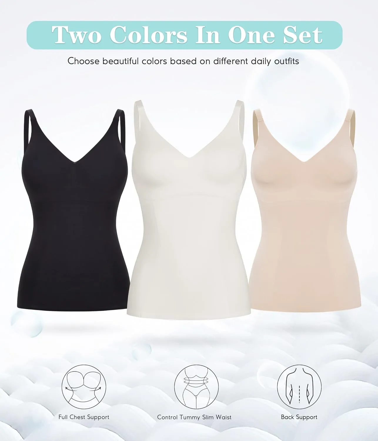 LODAY Compression Tank Tops for Women Tummy Control Shapewear Seamless Body Shaper Workout V-Neck Camisole Cami Tops