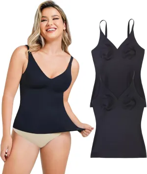 LODAY Compression Tank Tops for Women Tummy Control Shapewear Seamless Body Shaper Workout V-Neck Camisole Cami Tops