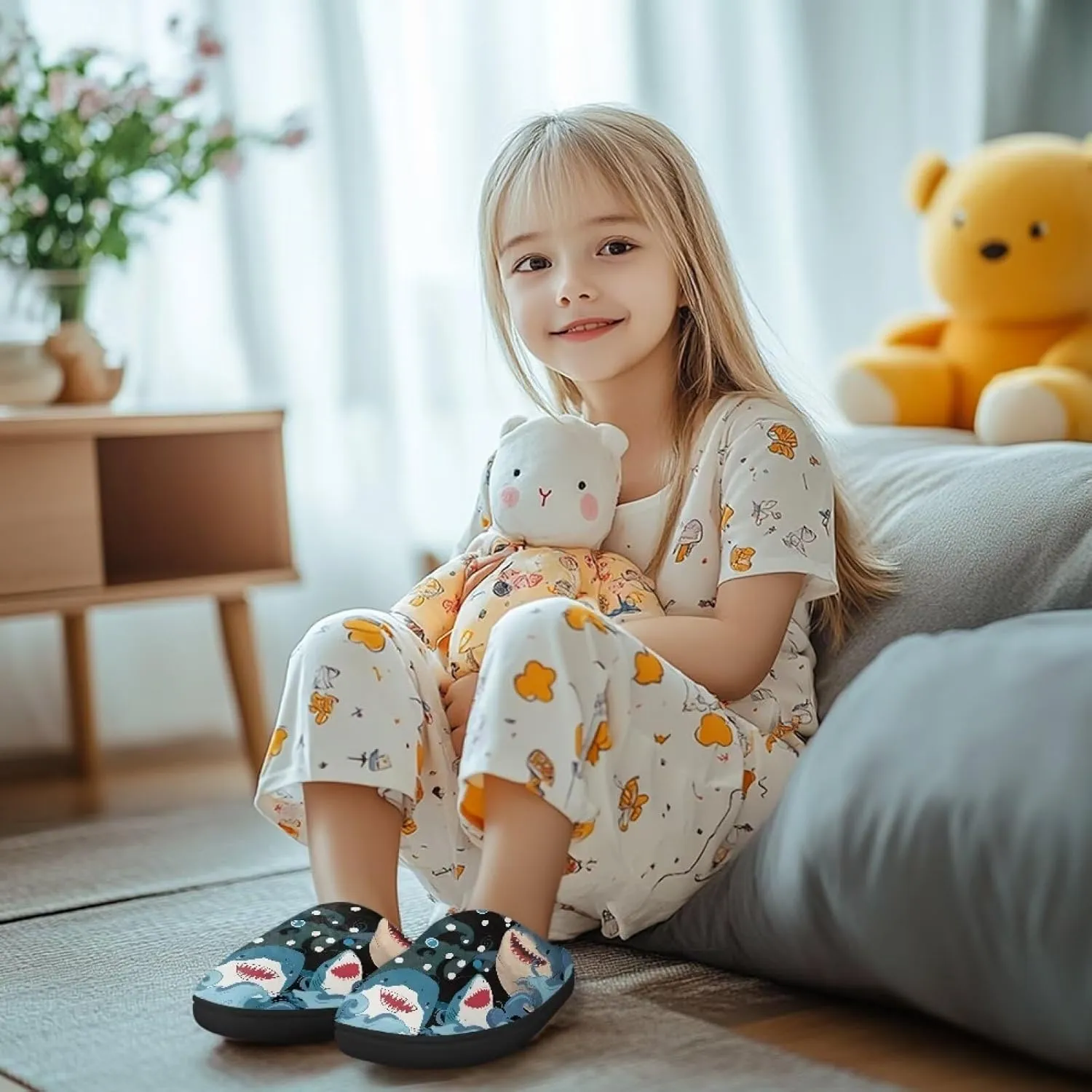 Lotusorchid Kids Slipper for Girls, Boys House Slipper Bedroom Slipper Warm Memory Foam Sleep Slipper Cozy Soft Winter Slipper