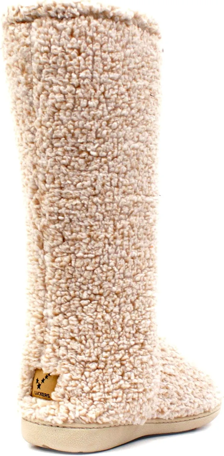 Luckers Women’s Two-Toned Tall Fluffy Slipper Boot