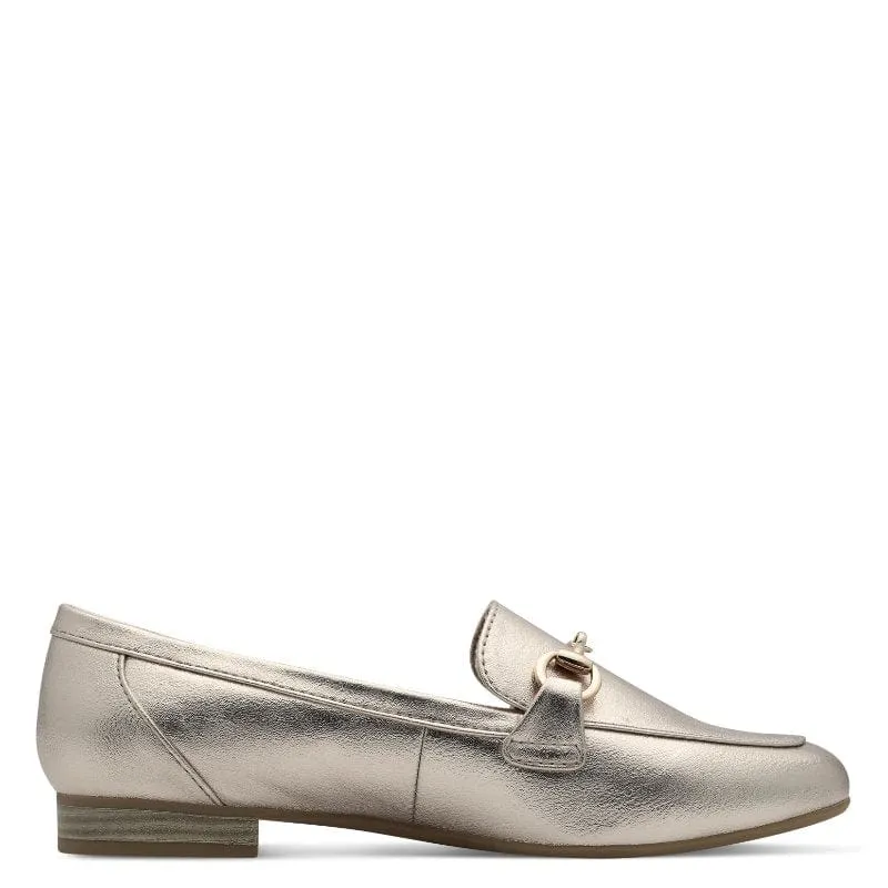 Marco Tozzi Womens Gold Metallic Slip-On Loafer 2-24213-41