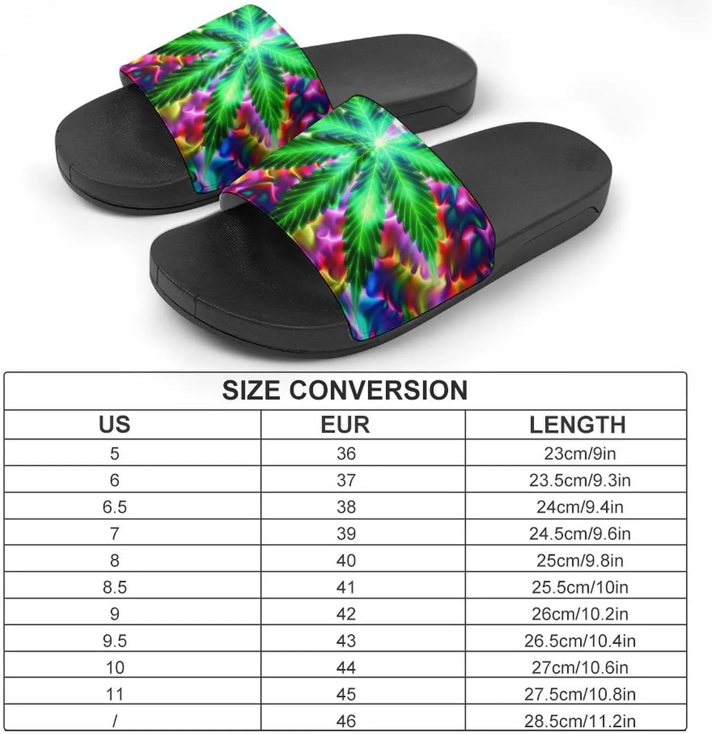 Marijuana Weed Leaf Hippie Slippers Shower Slipper In-Door Slipper Quick Drying Non-Slip Bathroom Pool Woman Man PVC