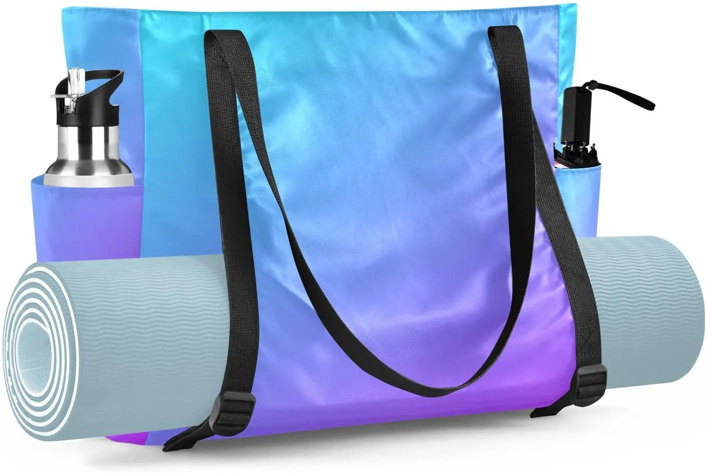 MCHIVER Midnight Bloom Gradient Yoga Bag for Women Yoga Mat Carrier Fits All Your Stuff Large Pilates Gym Bag