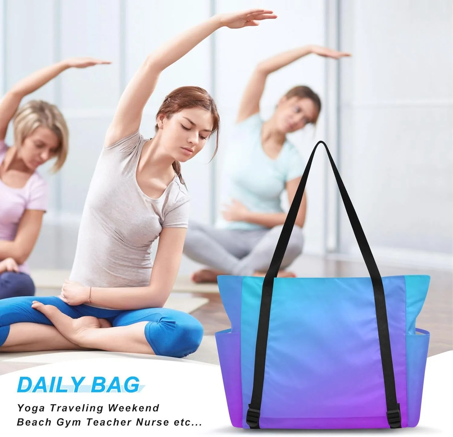 MCHIVER Midnight Bloom Gradient Yoga Bag for Women Yoga Mat Carrier Fits All Your Stuff Large Pilates Gym Bag