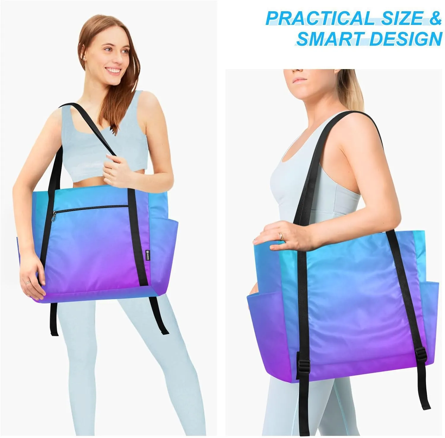 MCHIVER Midnight Bloom Gradient Yoga Bag for Women Yoga Mat Carrier Fits All Your Stuff Large Pilates Gym Bag