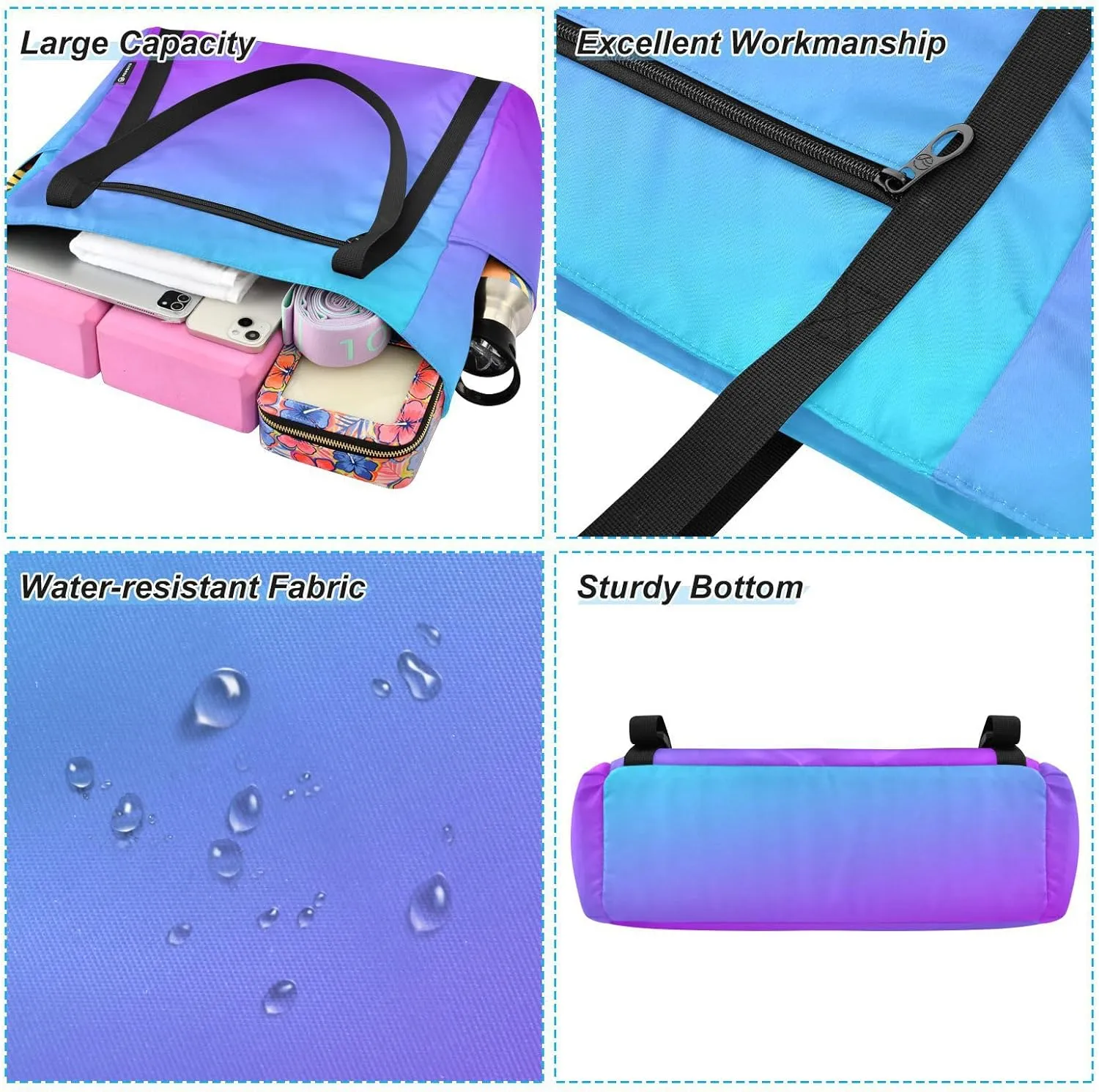 MCHIVER Midnight Bloom Gradient Yoga Bag for Women Yoga Mat Carrier Fits All Your Stuff Large Pilates Gym Bag