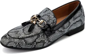 Meijiana Men Faux Leather Noble Loafer Shoes Slip-on Loafer Smoking Slipper Tassel Loafer