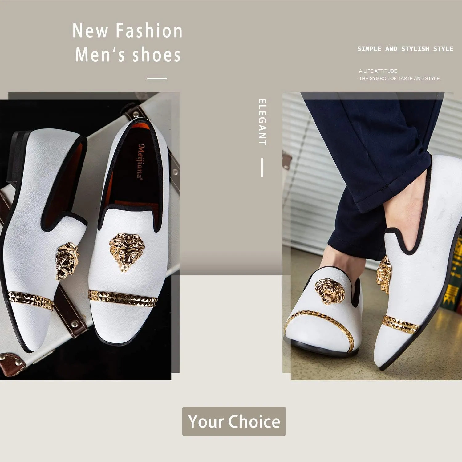 Meijiana Men Loafers Men Luxury Wedding Dress Shoes Fashion Party Shoes for Men
