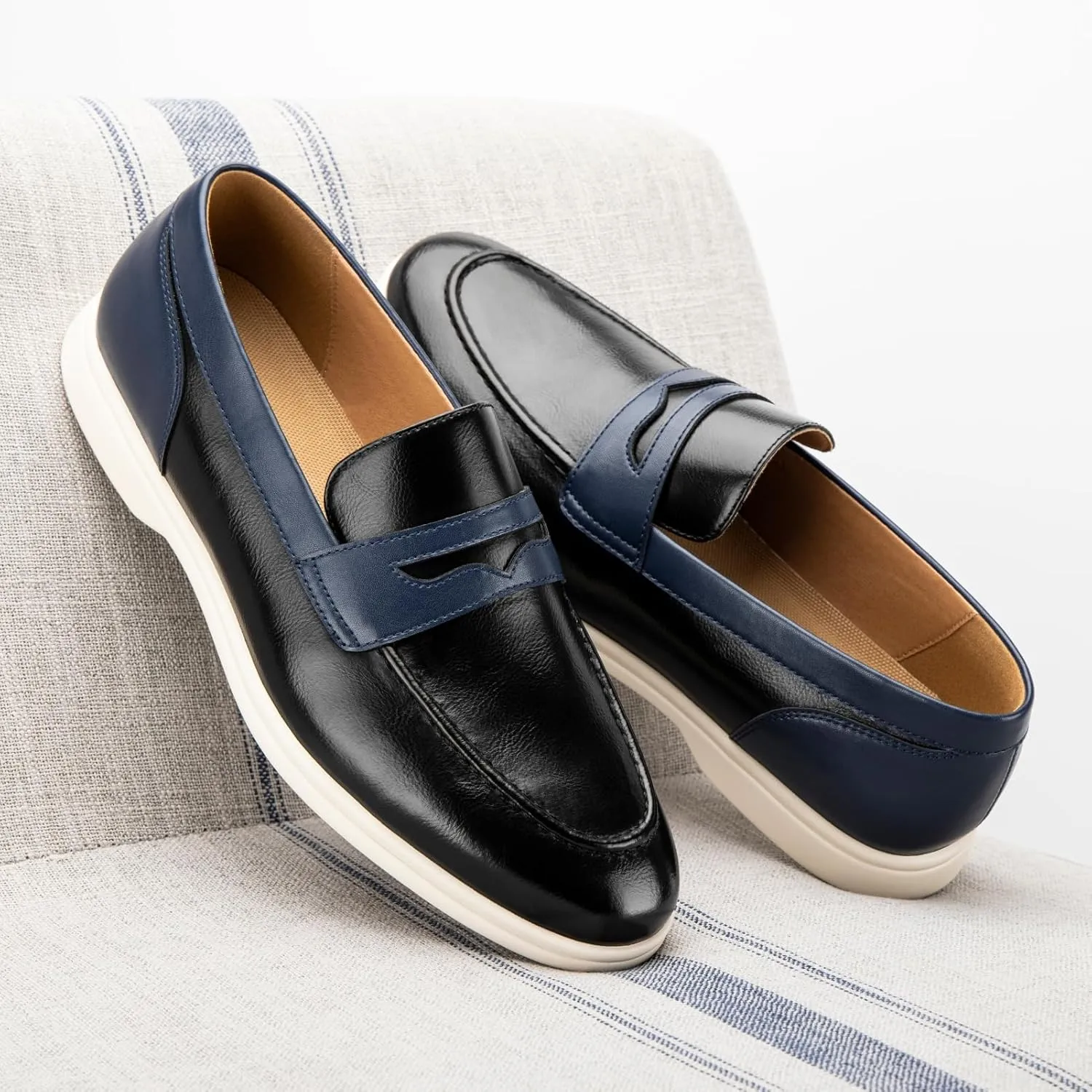 Meijiana Men's Genuine Leather Loafers Slip-On Moccasins Suede Dress Shoes, Lightweight and Breathable with Rubber Sole Stylish Mens Loafers