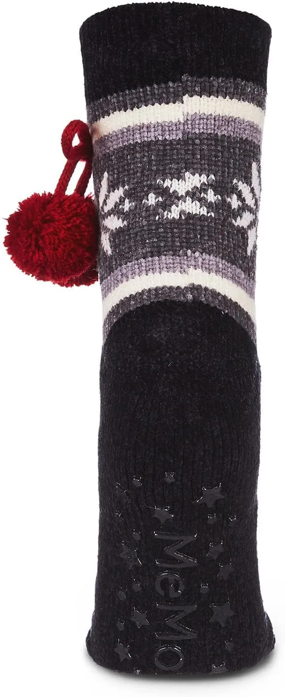MeMoi Women's Snowflake Pom Pom Plush-Lined Slipper Socks