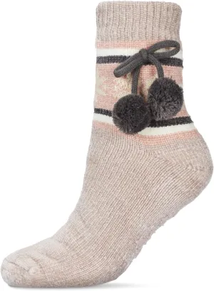 MeMoi Women's Snowflake Pom Pom Plush-Lined Slipper Socks