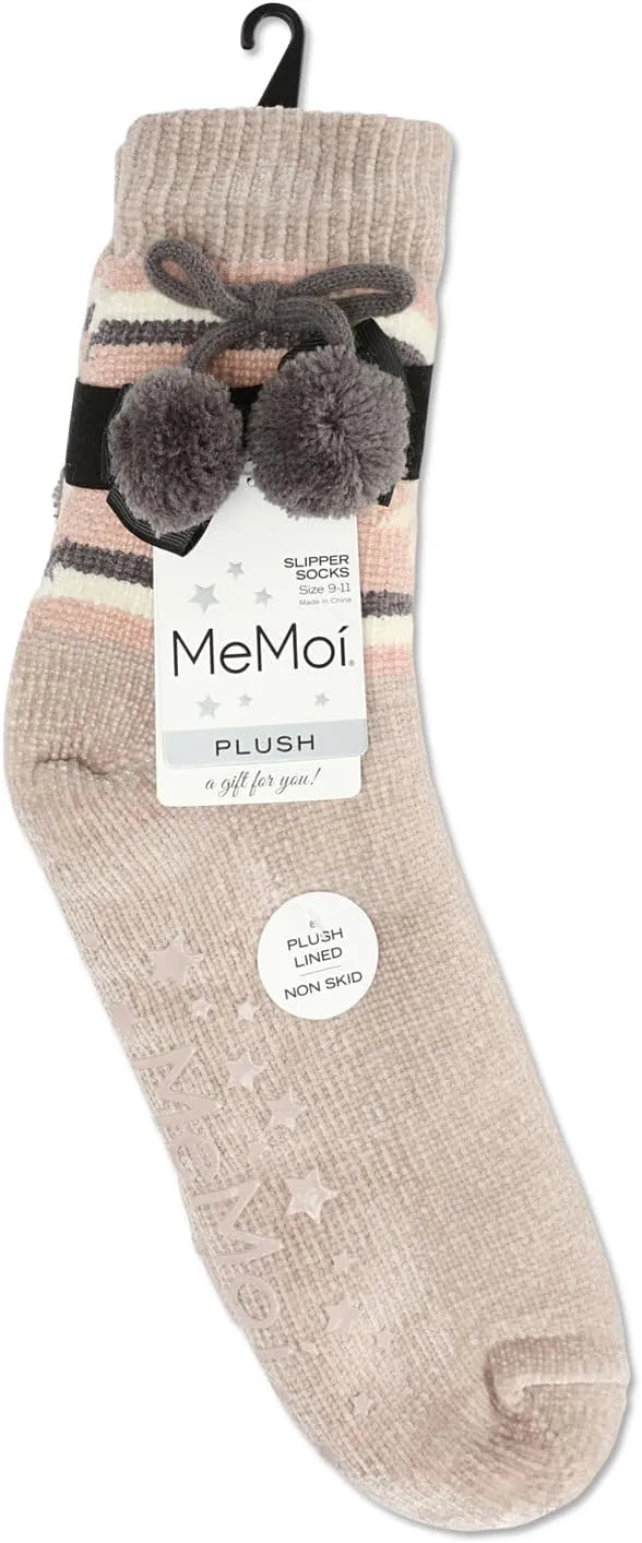 MeMoi Women's Snowflake Pom Pom Plush-Lined Slipper Socks