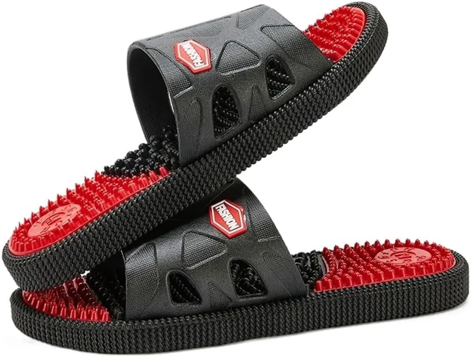 Men age Slippers For Plantar Fasciitis, Acupressure age ls Foot Reflexology age Slippers Non-Slip Home Shower age Shoes Arthritis Neuropathy Pain Relief (Color : Red, Size : 7.