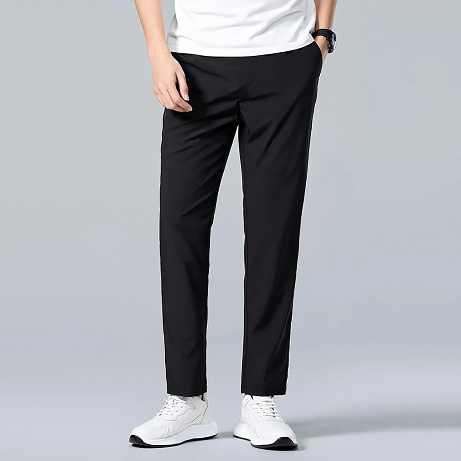 Men Combat Cargo Pants Casual Cotton Stretchy Linen Pant Cuffed Hem Sweatpants Joggers Loose Fit Yoga Sweat
