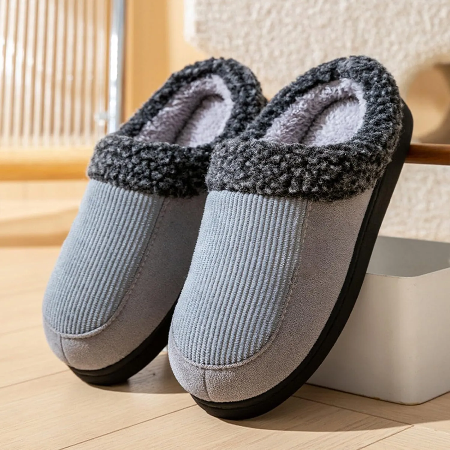 Men House Leather Slippers Non Slip Cotton Linen Indoor and Outdoor Home Slipper Sandals Open Toe Anti Scuffs Slipper