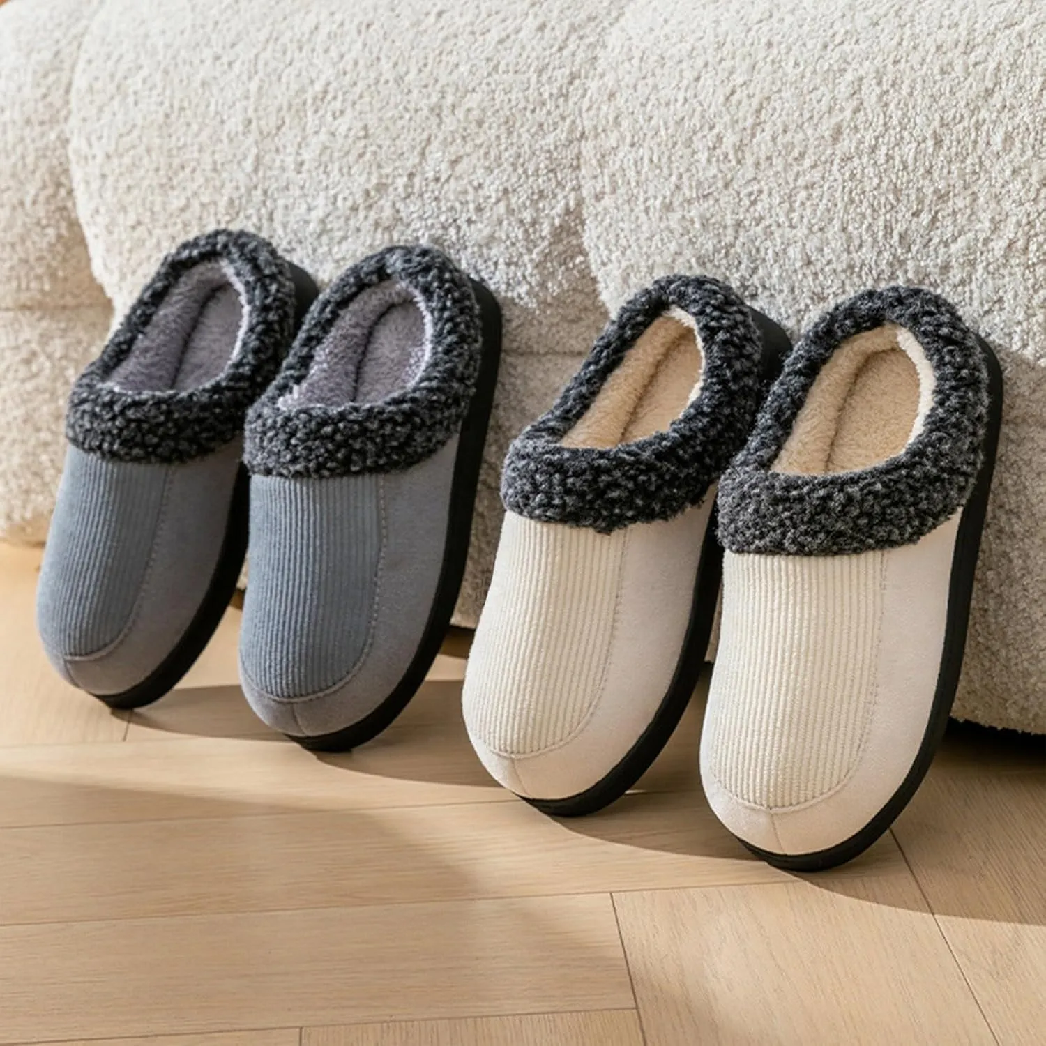Men House Leather Slippers Non Slip Cotton Linen Indoor and Outdoor Home Slipper Sandals Open Toe Anti Scuffs Slipper