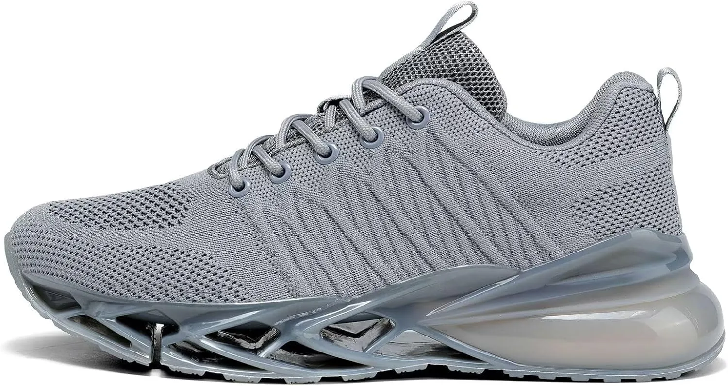 Mens Air Cushion Fashion Sneakers Breathable Blade Running Walking Shoes Comfortable Non Slip Work Sport Fitness Athletic Tennis Shoes