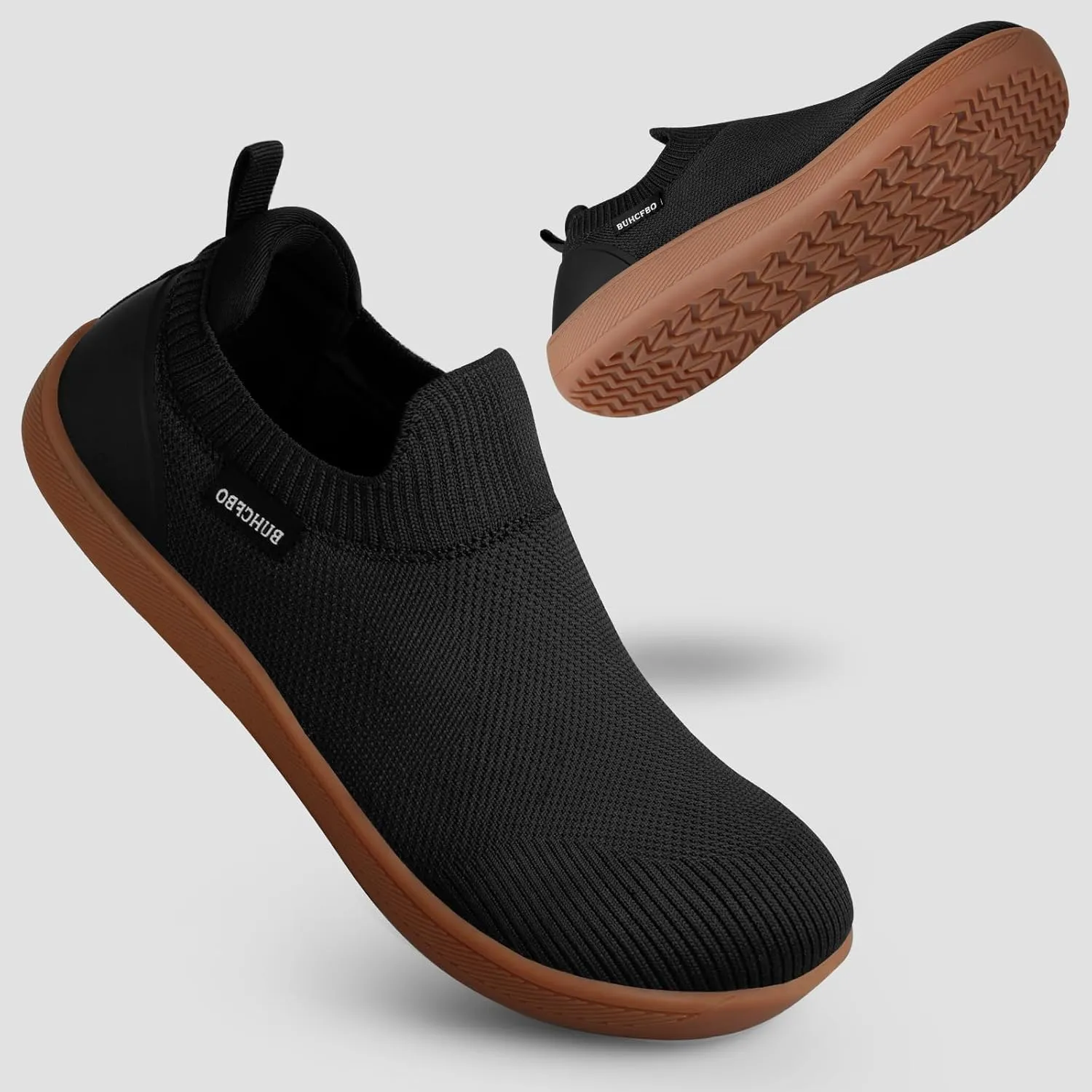 Men's Barefoot Shoes Minimalist Slip on Cross-Trainer Shoes Wide Toe Walking Shoes Zero Drop Sole Trail Running Sneakers Gym Workout Casual
