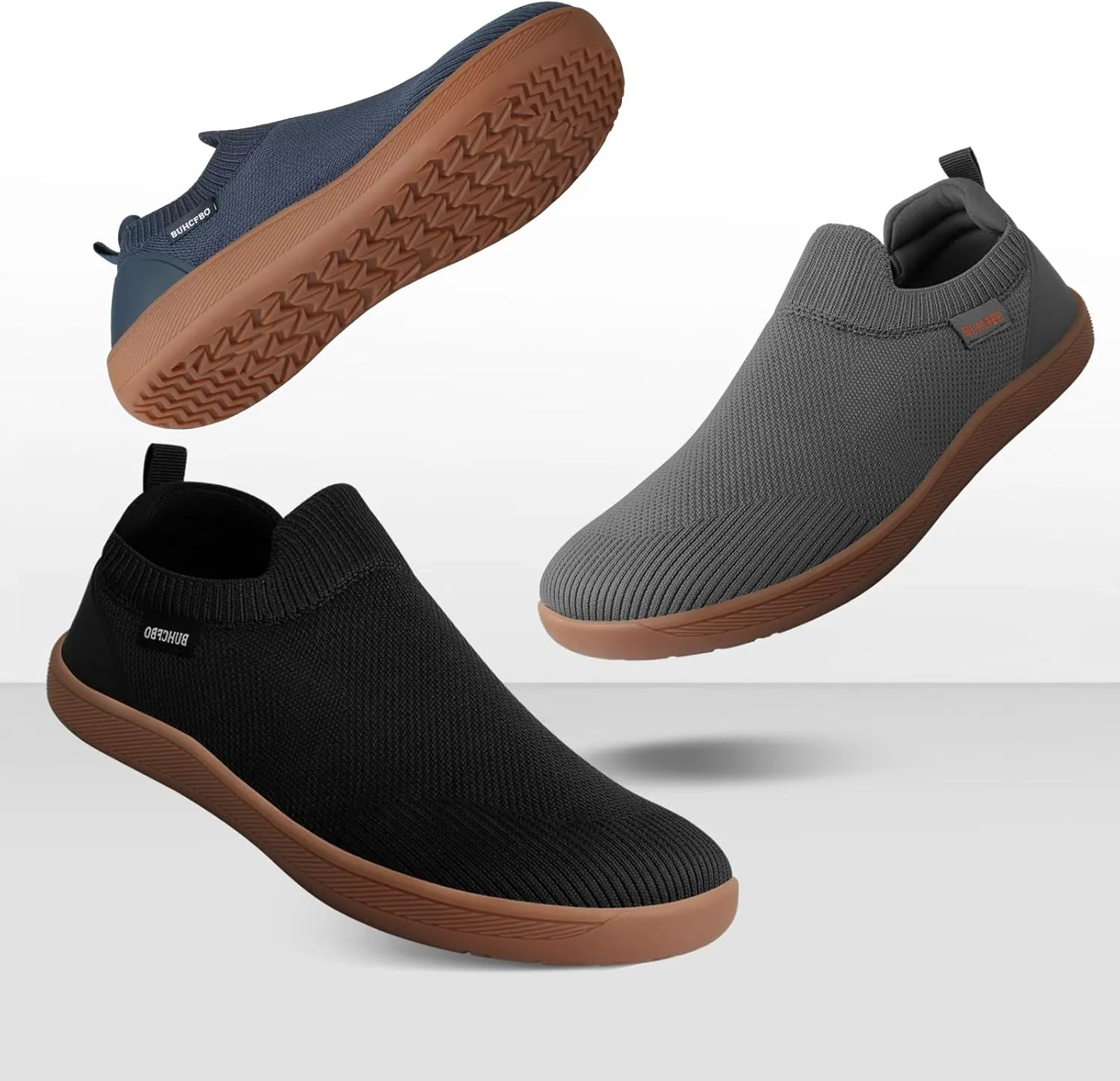 Men's Barefoot Shoes Minimalist Slip on Cross-Trainer Shoes Wide Toe Walking Shoes Zero Drop Sole Trail Running Sneakers Gym Workout Casual