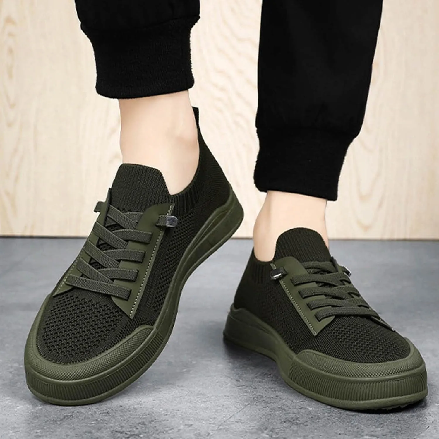 Men's Breathable Mesh Running Shoes Comfortable Breathable Stretch Canvas Slip on Sneaker Non Slip Walking Shoes