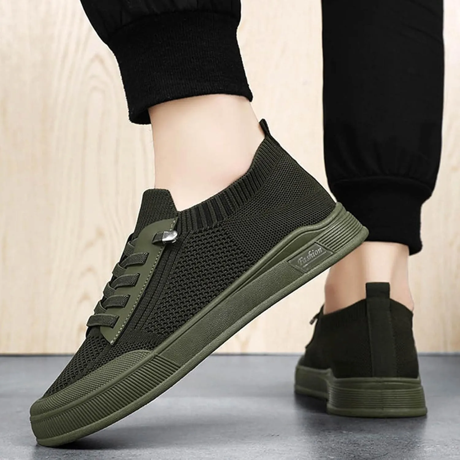 Men's Breathable Mesh Running Shoes Comfortable Breathable Stretch Canvas Slip on Sneaker Non Slip Walking Shoes