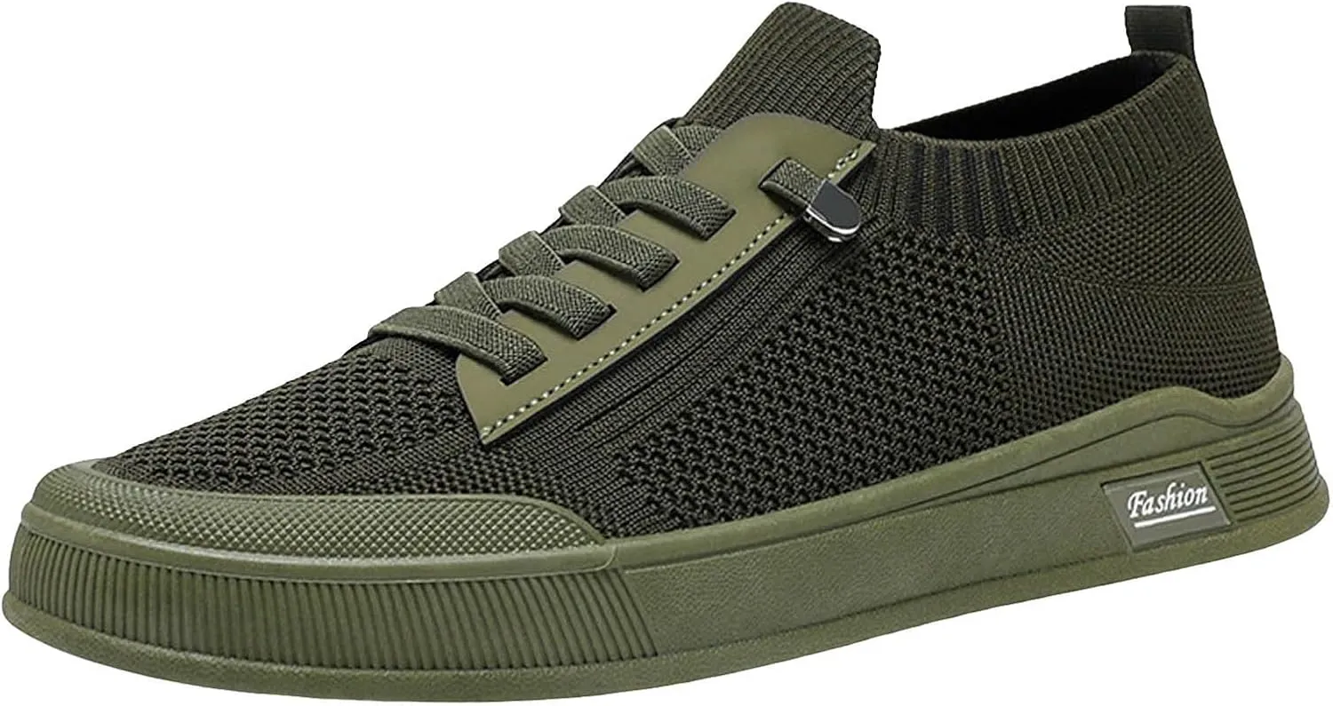 Men's Breathable Mesh Running Shoes Comfortable Breathable Stretch Canvas Slip on Sneaker Non Slip Walking Shoes