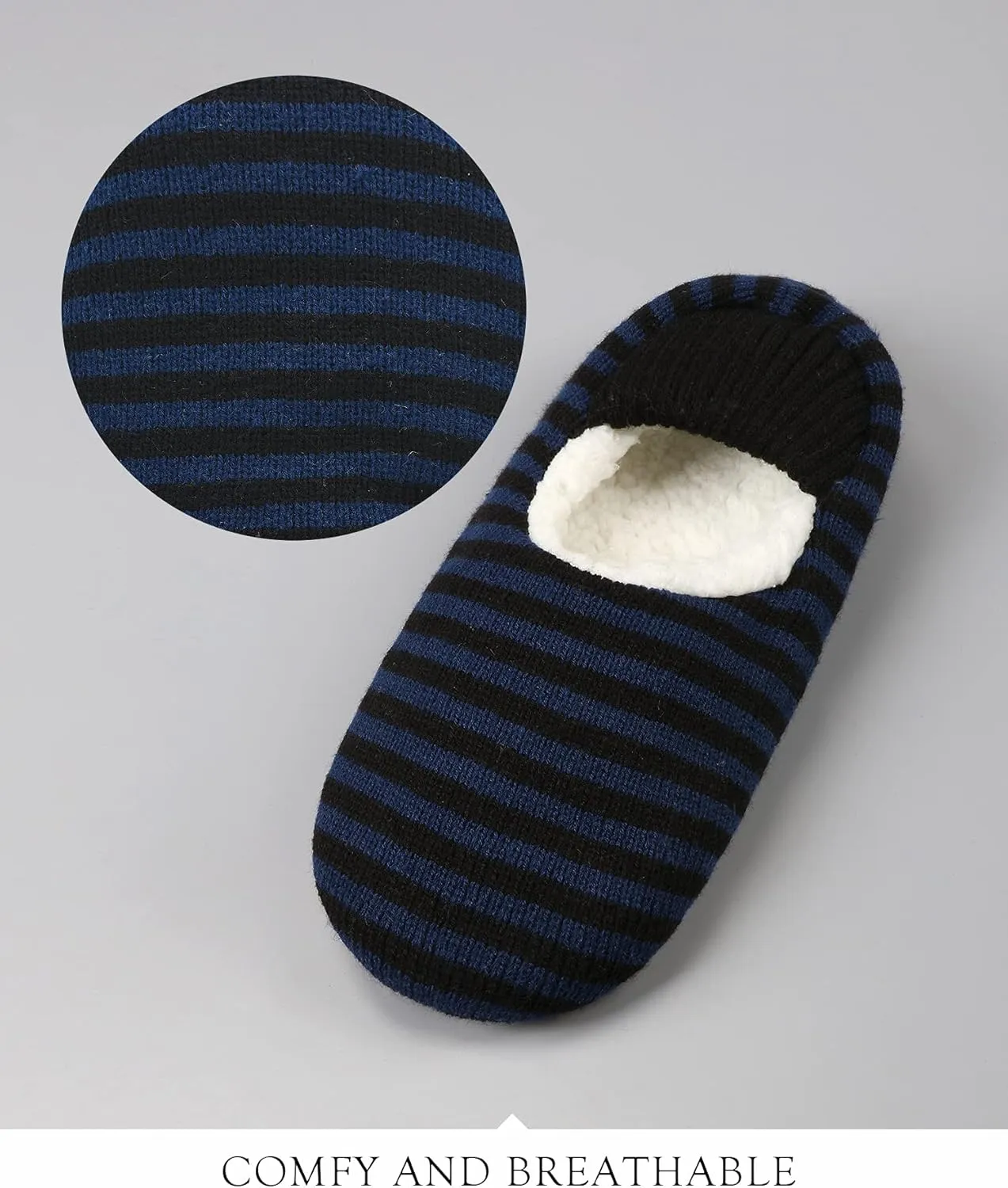 Mens Cozy Soft Sole Slipper Socks With Non Skid Bottoms, Warm Slipper Socks With Grippers For Men, Fuzzy House Slippers