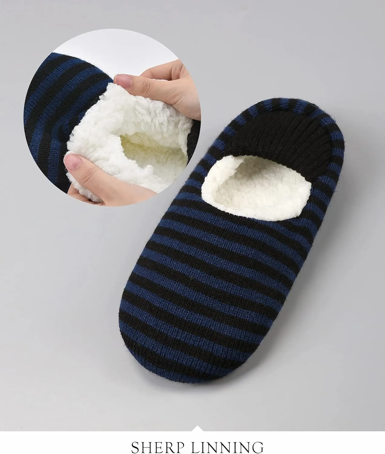 Mens Cozy Soft Sole Slipper Socks With Non Skid Bottoms, Warm Slipper Socks With Grippers For Men, Fuzzy House Slippers