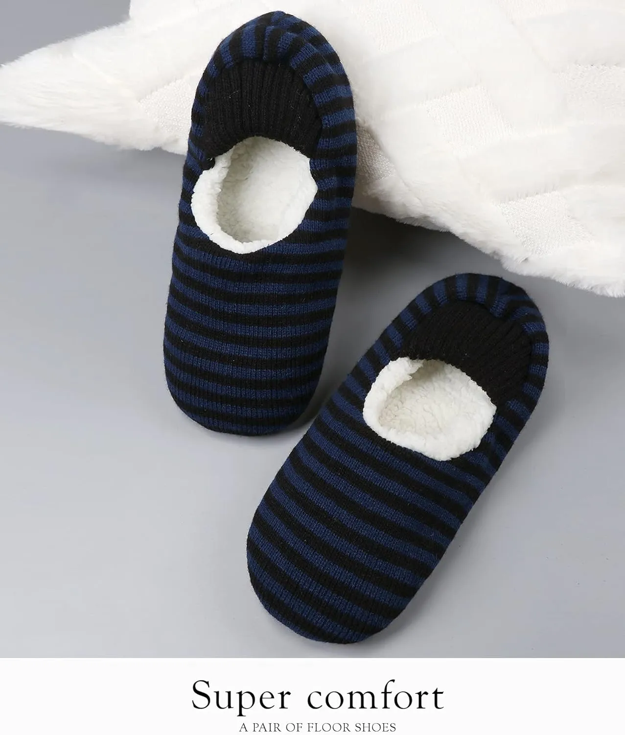 Mens Cozy Soft Sole Slipper Socks With Non Skid Bottoms, Warm Slipper Socks With Grippers For Men, Fuzzy House Slippers