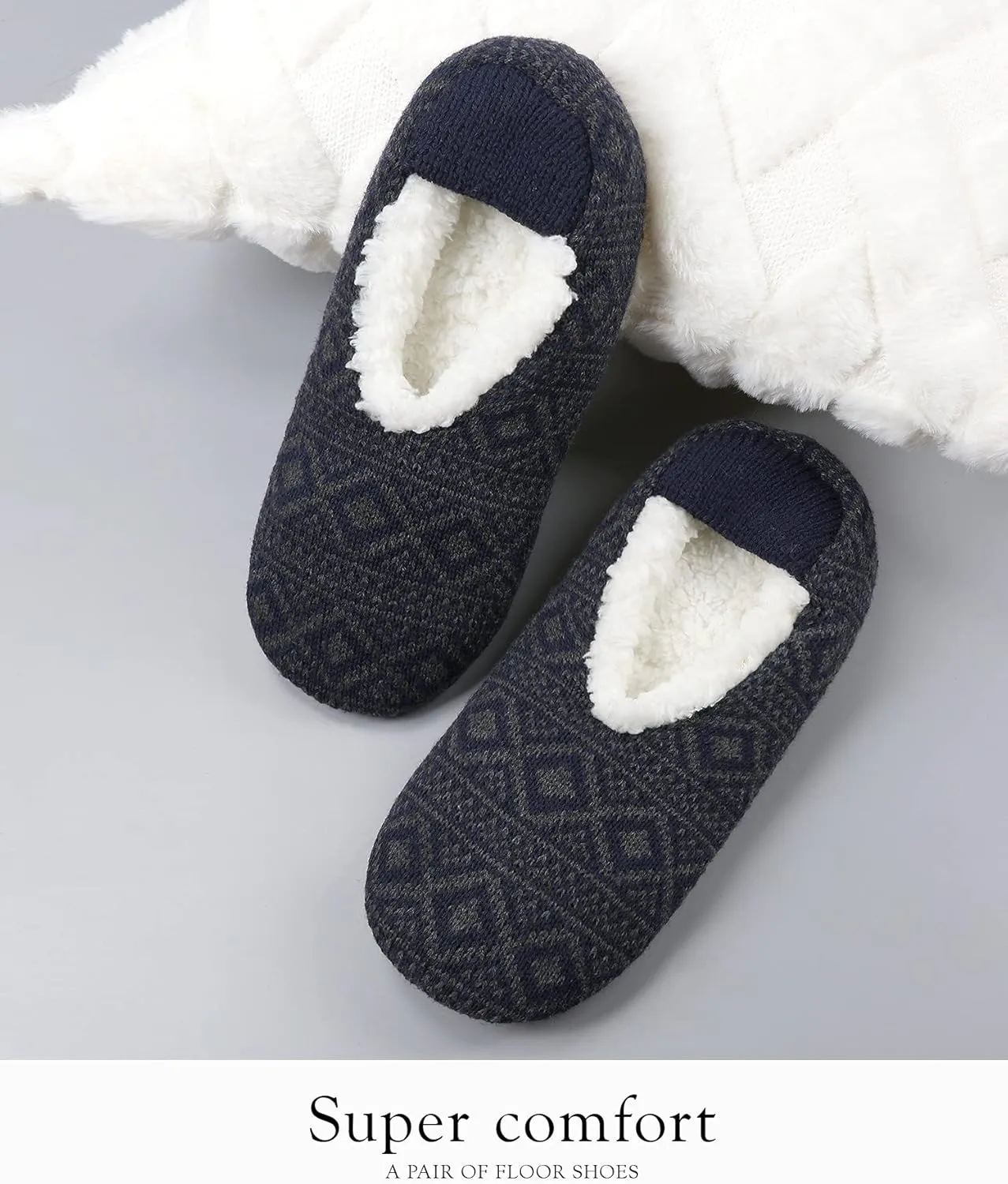 Mens Cozy Soft Sole Slipper Socks With Non Skid Bottoms, Warm Slipper Socks With Grippers For Men, Fuzzy House Slippers