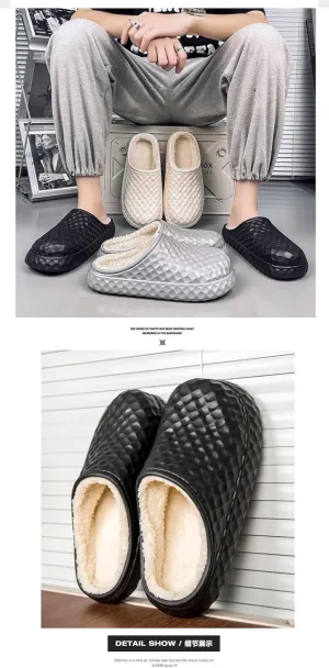 Mens Cushioned Fleece Clogs Garden Waterproof Mules Womens Winter Lined Clogs Shoes Indoor Outdoor Fuzzy Clogs Slipper(Black,11/12)